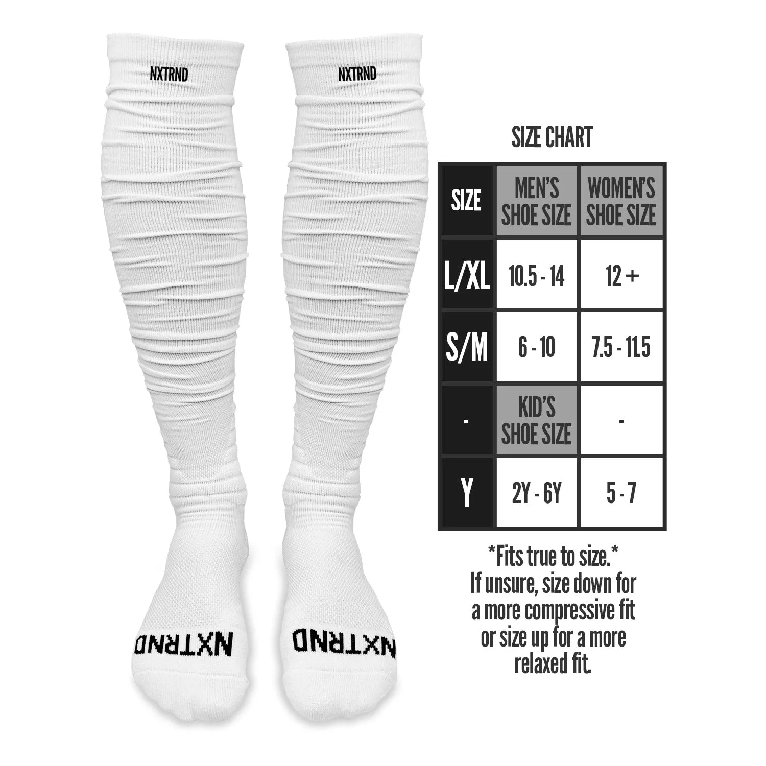 NXTRND XTD Scrunch Football Socks White