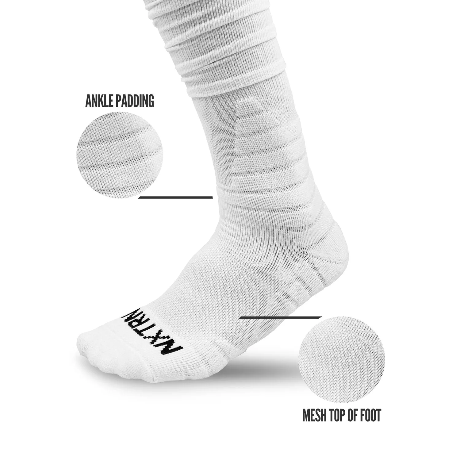 NXTRND XTD Scrunch Football Socks White