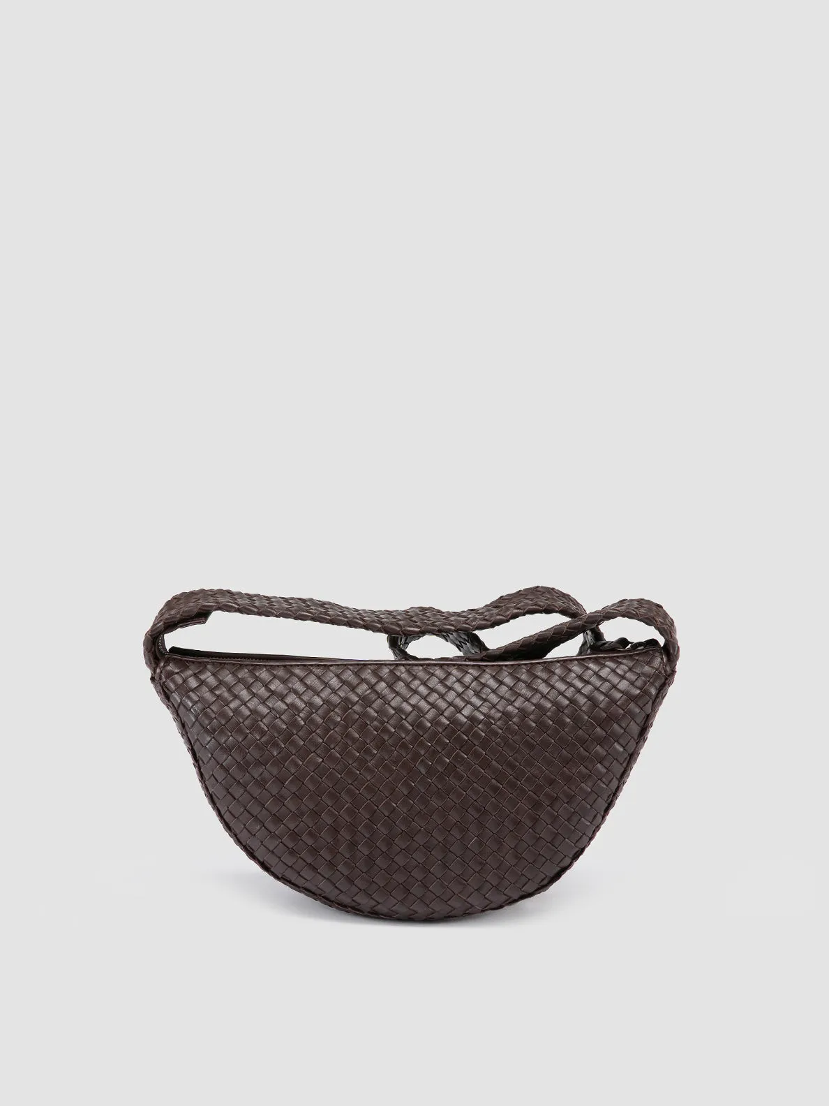 OC CLASS 068 - Brown Woven Leather Crossbody Bag