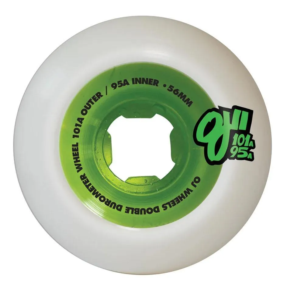 OJ Double Duro Skateboard wheels Double Duro 101a/95a White/Green 56mm