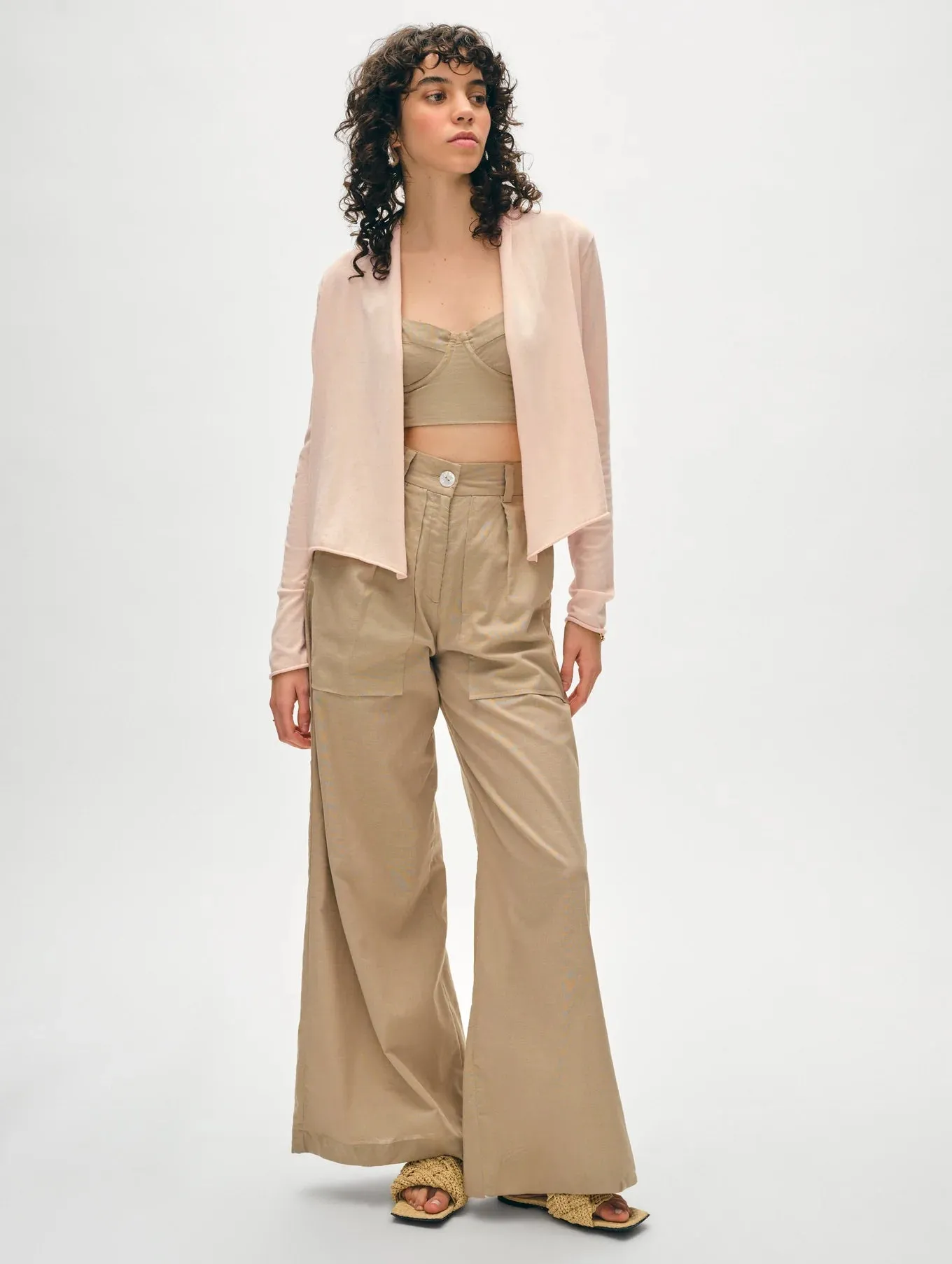 Organic Cotton Cropped Trapeze Cardigan - Desert Pink