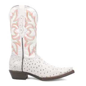 Outlaw Embroidered Ostrich Print Snip Toe Cowboy Boots