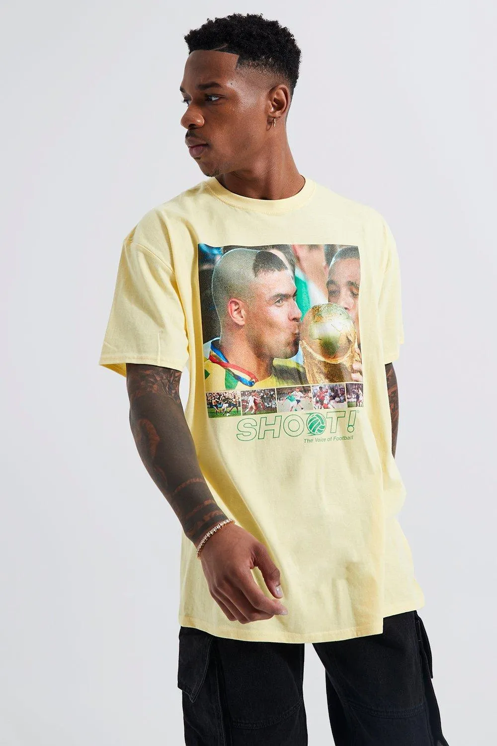 Oversized Shoot Football License T-shirt | boohooMAN UK