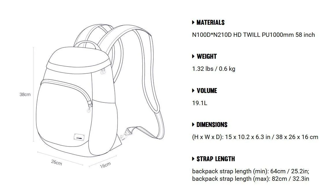 Pacsafe Citysafe CS350 Anti theft backpack