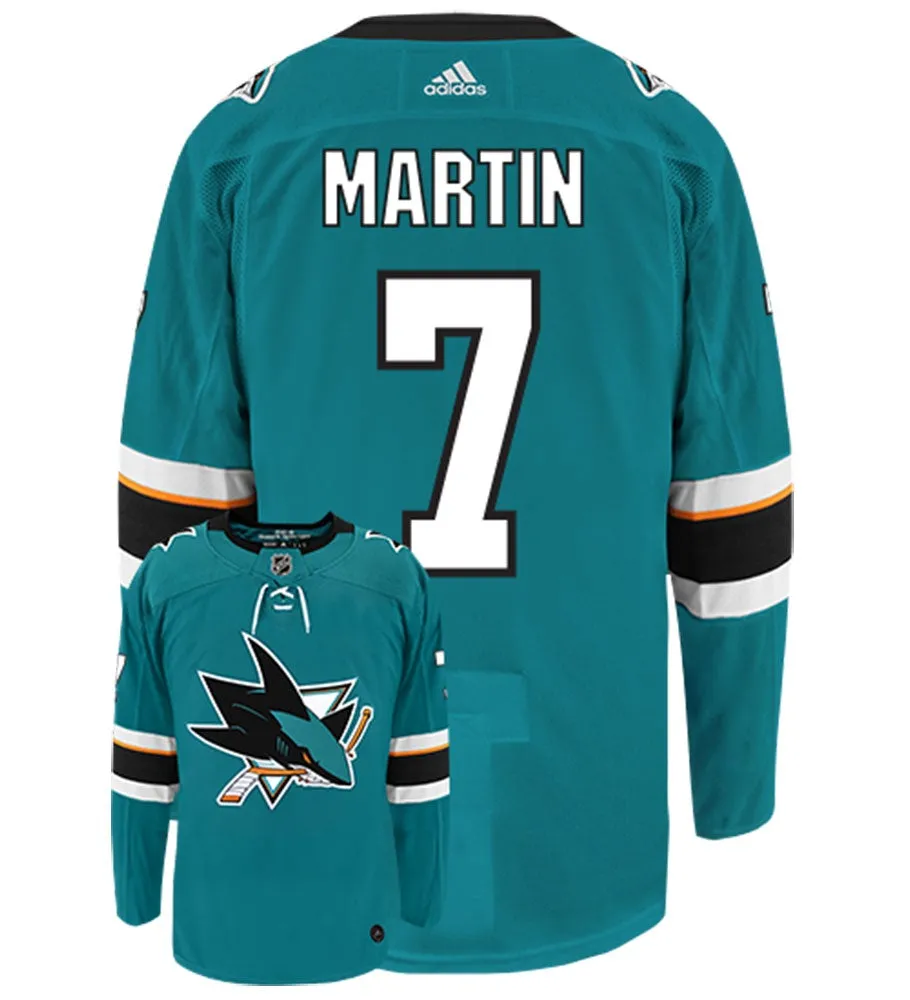 Paul Martin San Jose Sharks Adidas Authentic Home NHL Hockey Jersey     