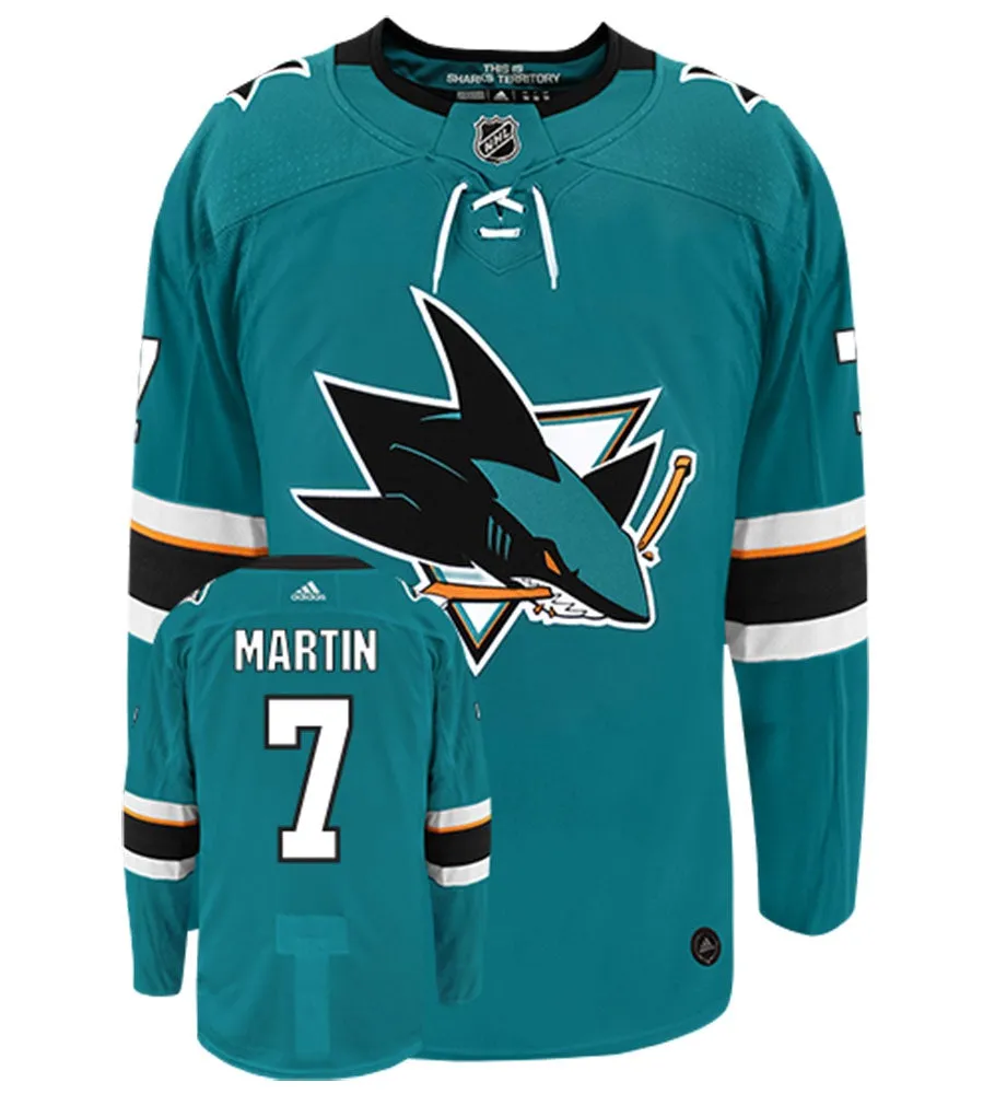 Paul Martin San Jose Sharks Adidas Authentic Home NHL Hockey Jersey     