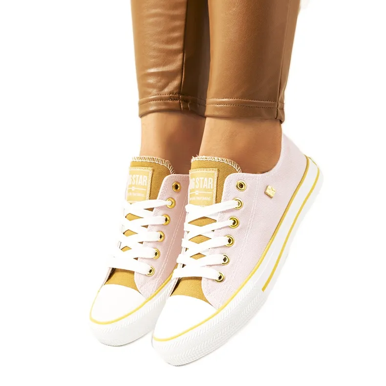 Pink Big Star women's sneakers HH274455 beige white