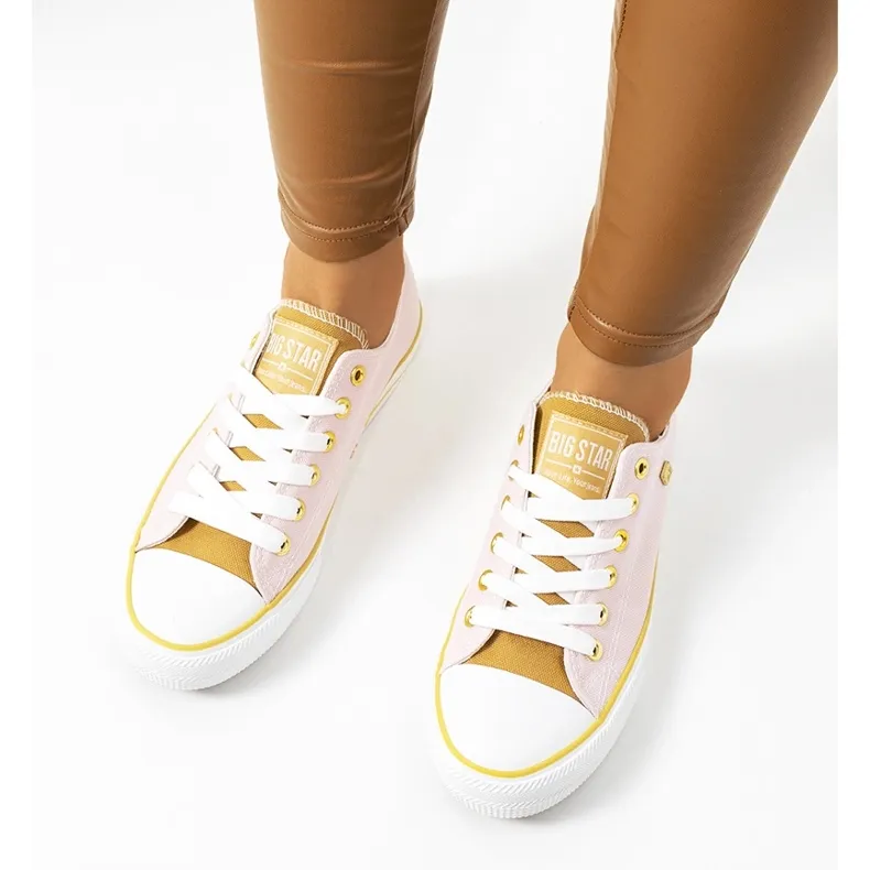 Pink Big Star women's sneakers HH274455 beige white