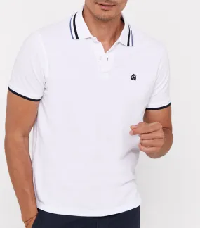 Pique Polo With Tip White