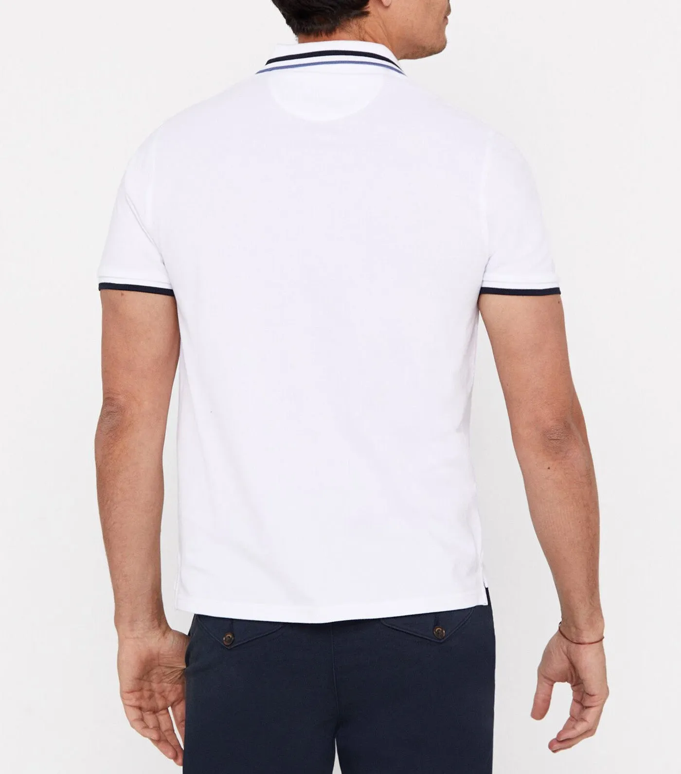 Pique Polo With Tip White