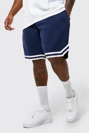 Plus Basketball Jersey Shorts With Tape | boohooMAN UK