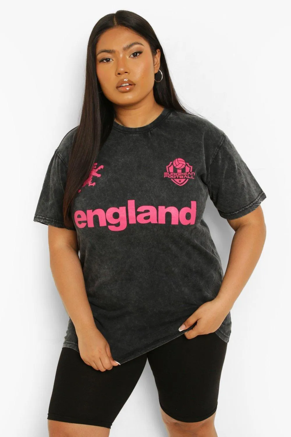 Plus England Acid Wash Football T-shirt