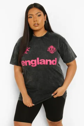 Plus England Acid Wash Football T-shirt