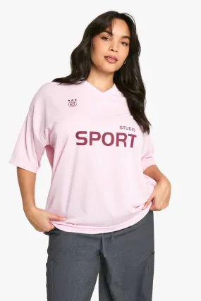 Plus Sport Studio V Neck Oversized Football Shirt