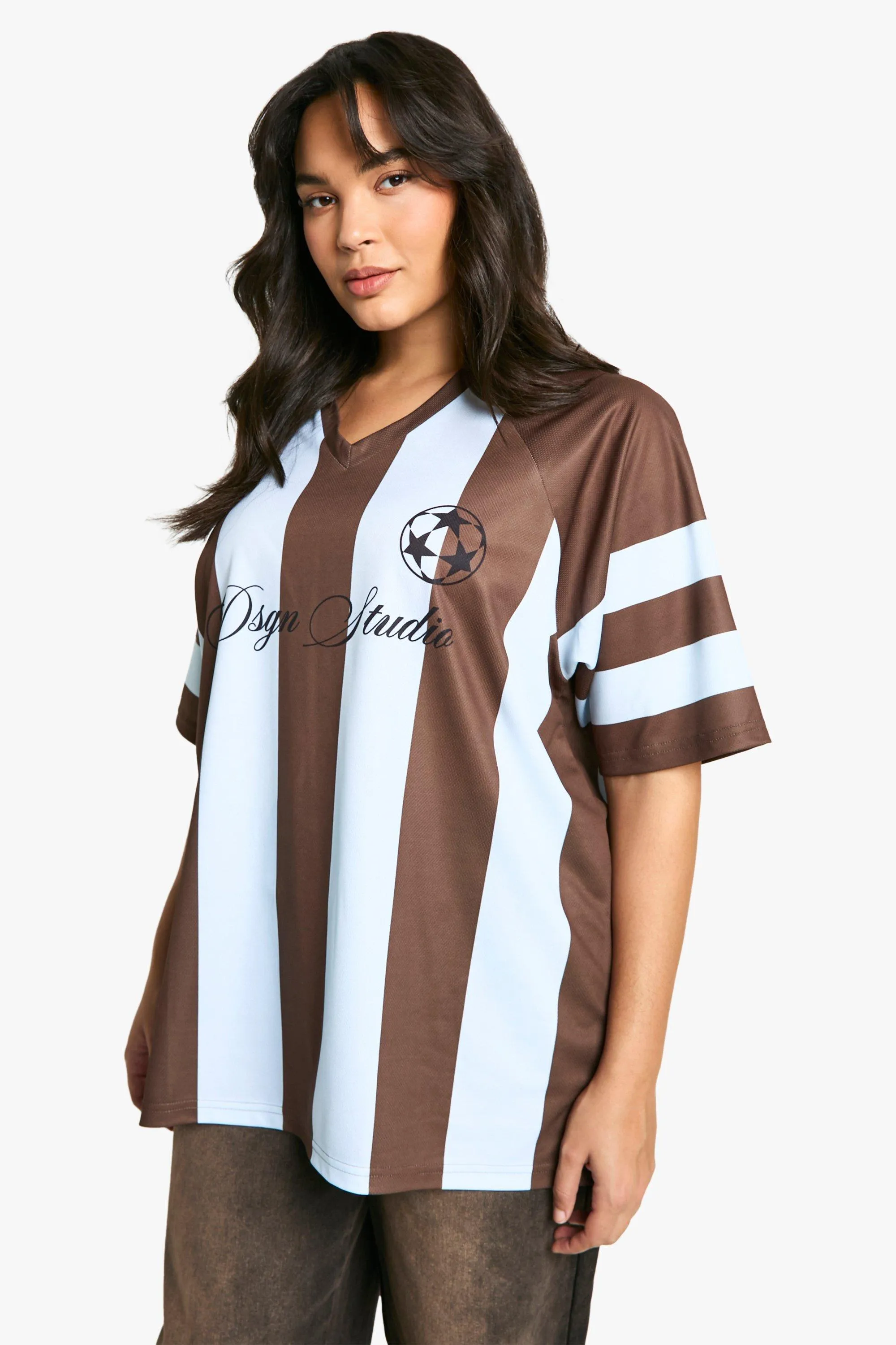 PLUS STRIPE DSGN SCRIPT FOOTBALL JERSEY