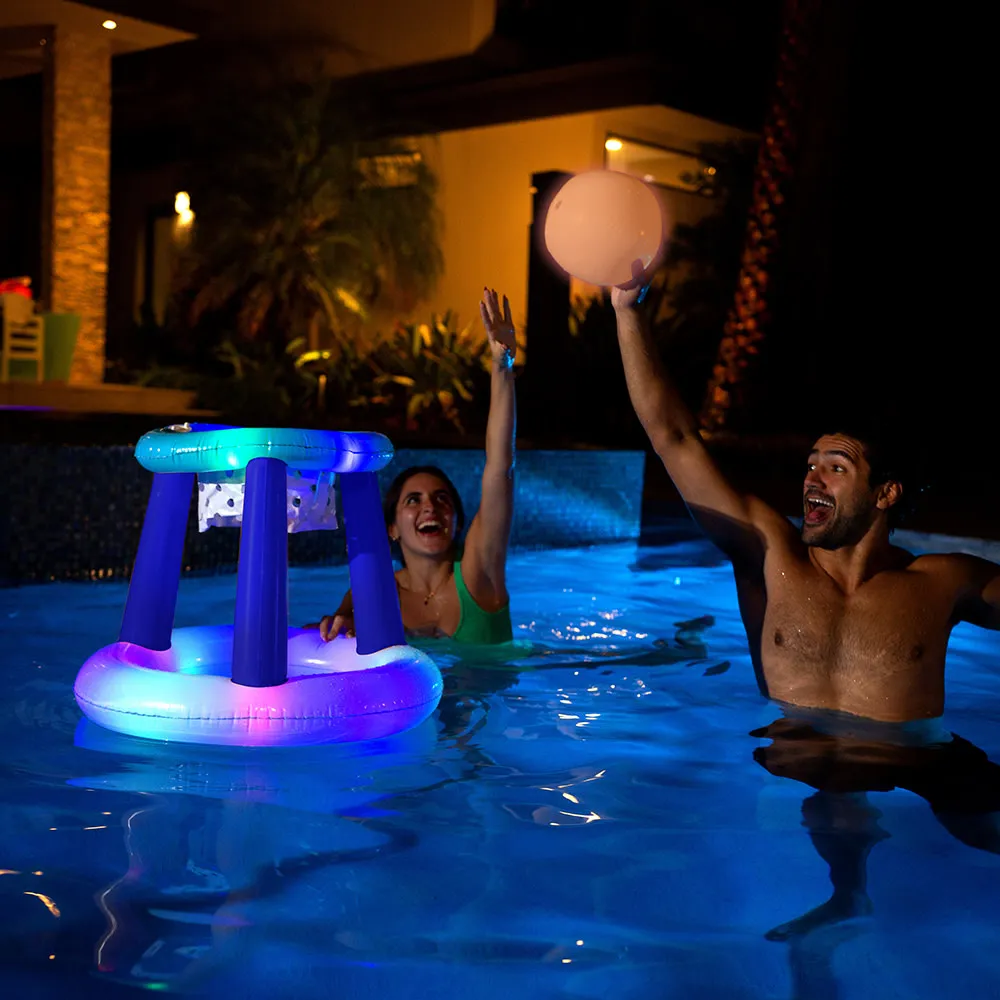 PoolCandy Illuminated LED Inflatable Pool Basketball, Multi