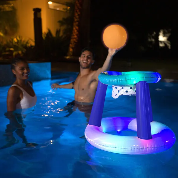 PoolCandy Illuminated LED Inflatable Pool Basketball, Multi