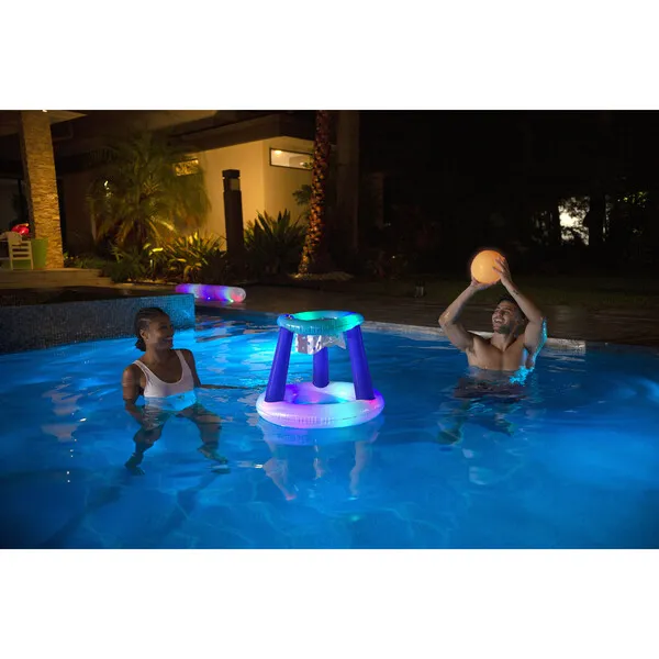 PoolCandy Illuminated LED Inflatable Pool Basketball, Multi