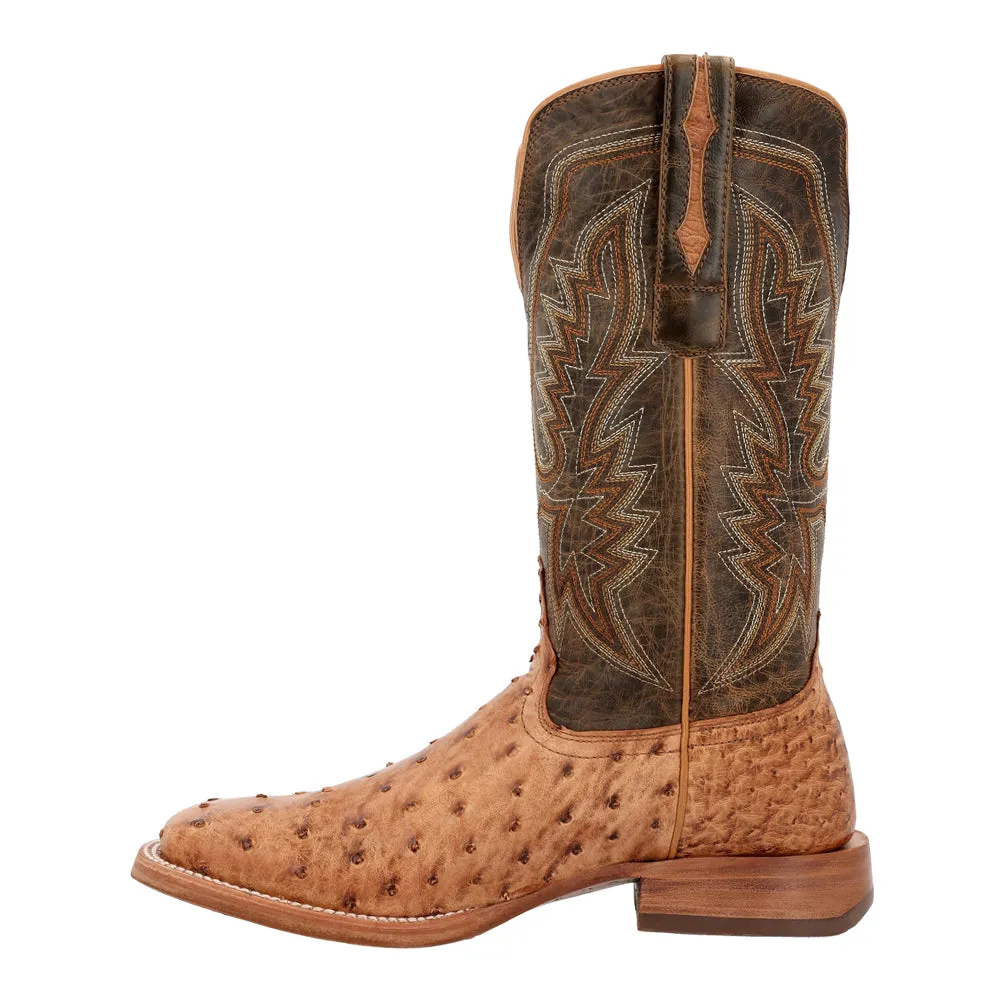 PRCA Collection Full-Quill Ostrich Embroidered Square Toe Boots