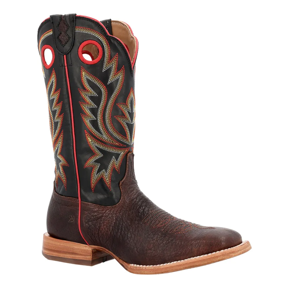 PRCA Collection Shrunken Bullhide Embroidery Square Toe Cowboy Boots