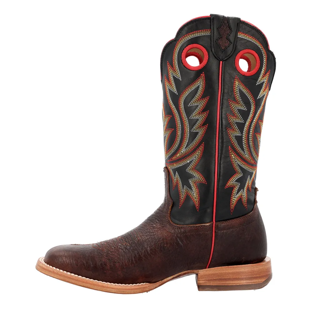 PRCA Collection Shrunken Bullhide Embroidery Square Toe Cowboy Boots