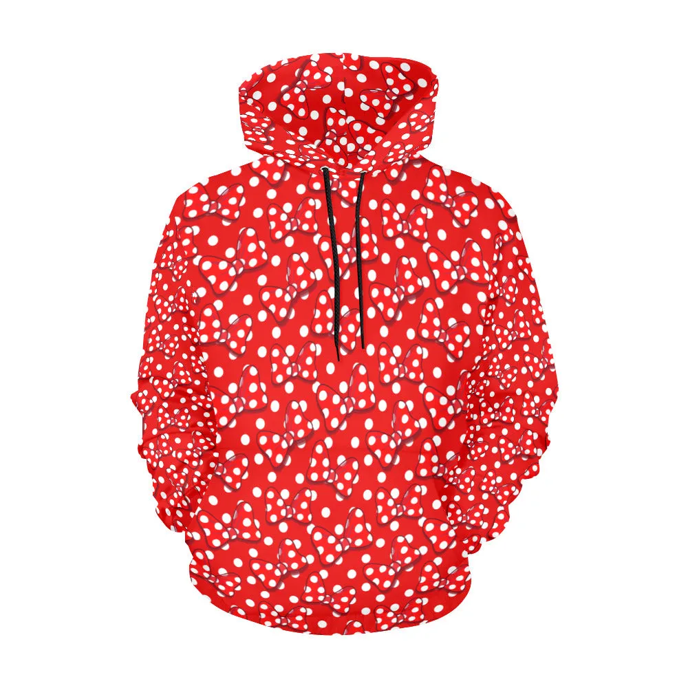 Red With White Polka Dot And Bows Hoodie for Women