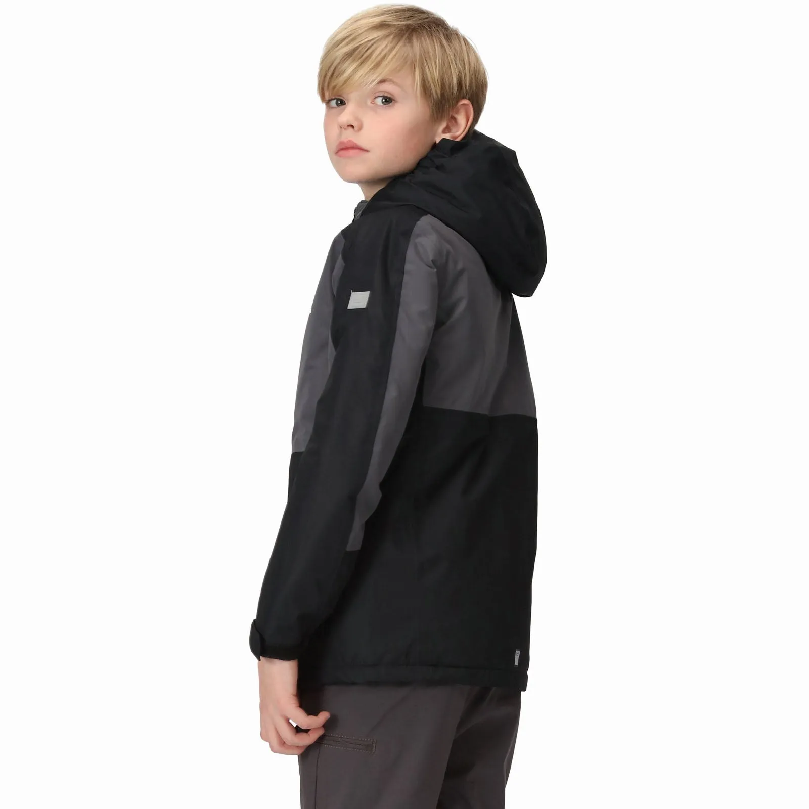 Regatta Kids Beamz III Waterproof Hooded Jacket - Black Seal