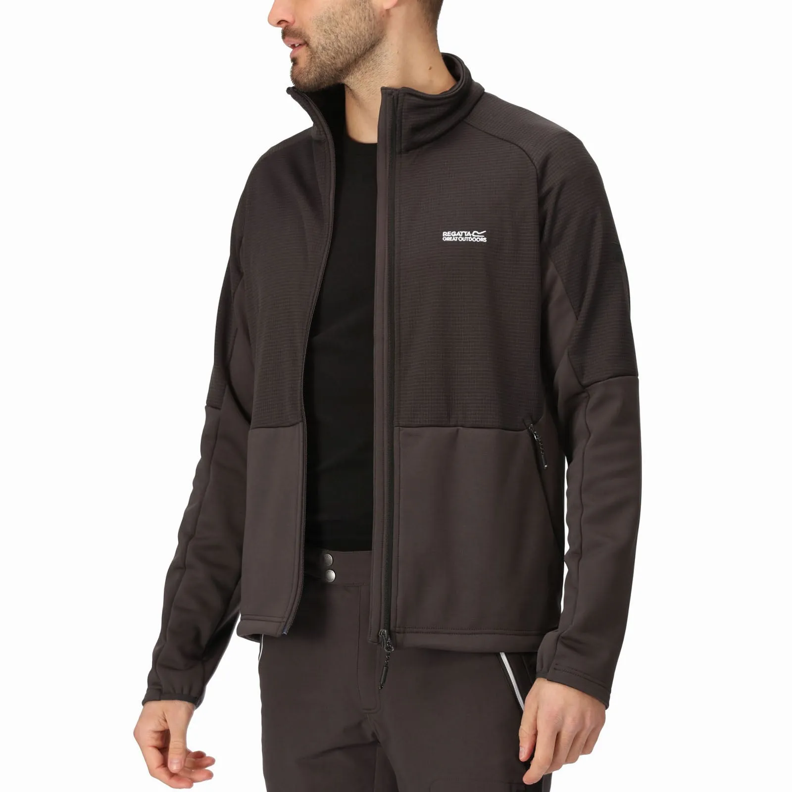 Regatta Mens Highton VI Full Zip Softshell Jacket - Black/Ash