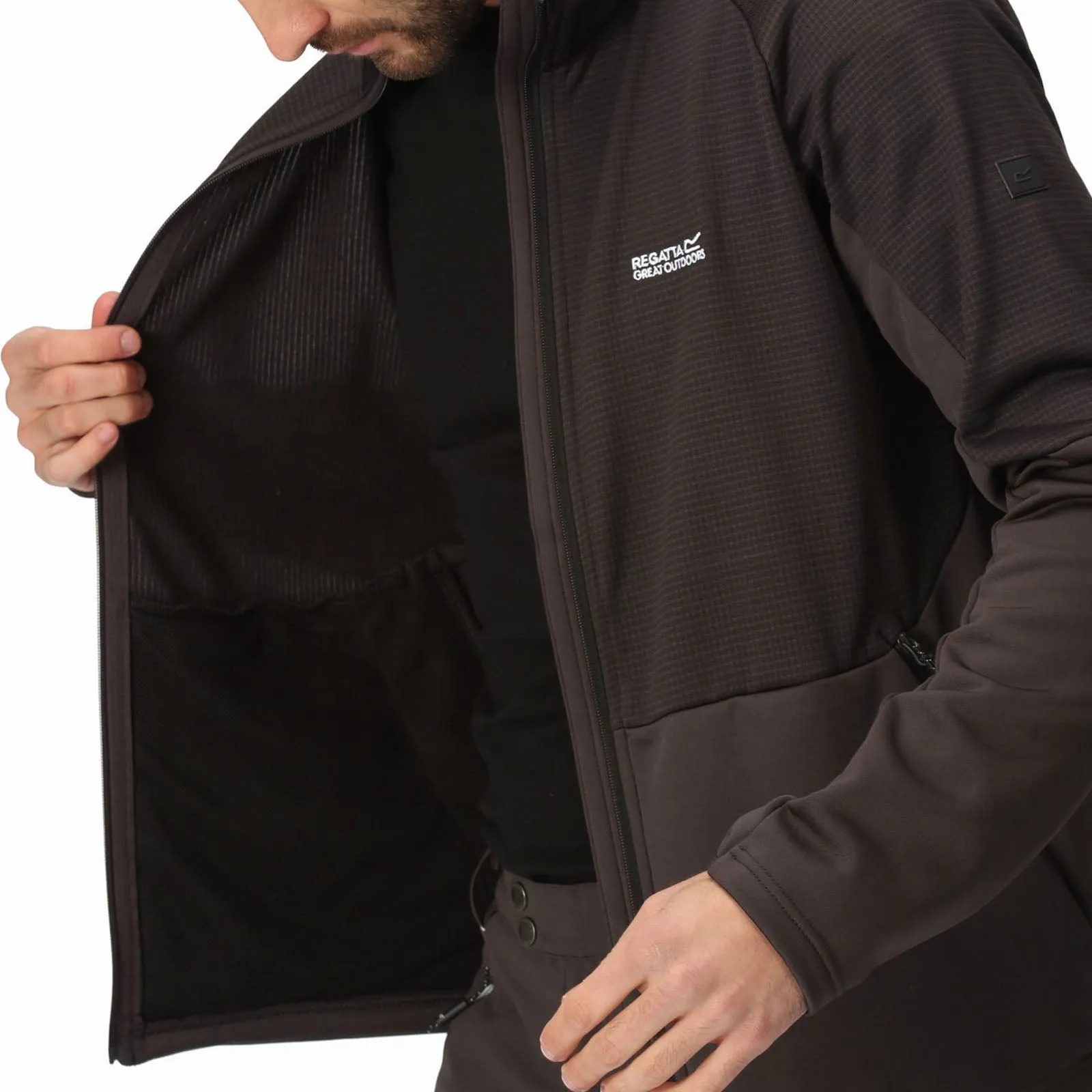 Regatta Mens Highton VI Full Zip Softshell Jacket - Black/Ash