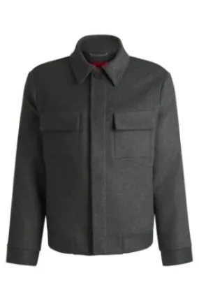 Regular-fit jacket with concealed closure and shirt collar