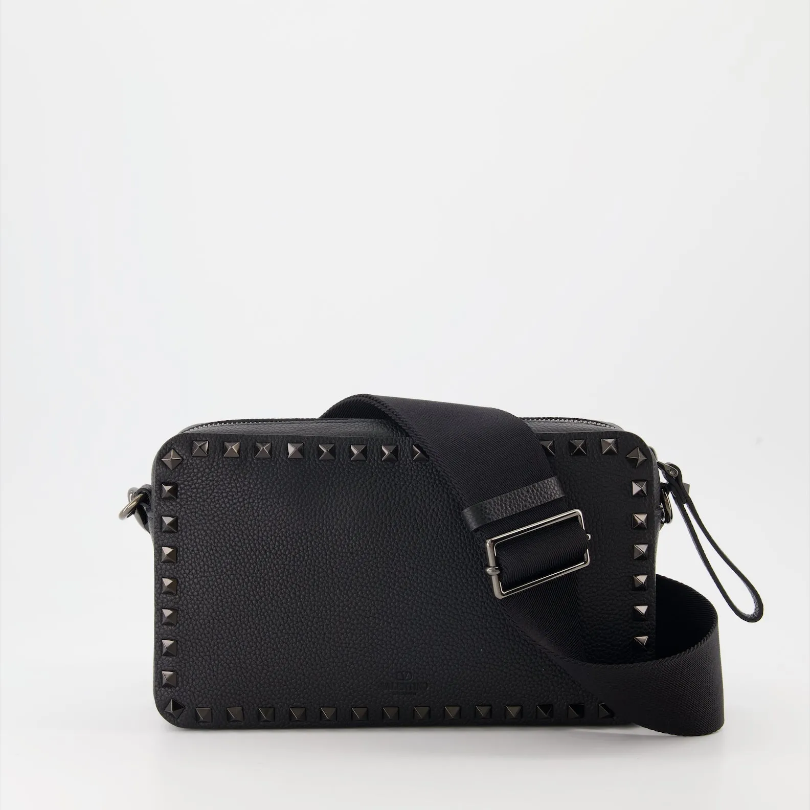 Rockstud Grained Leather Crossbody Bag