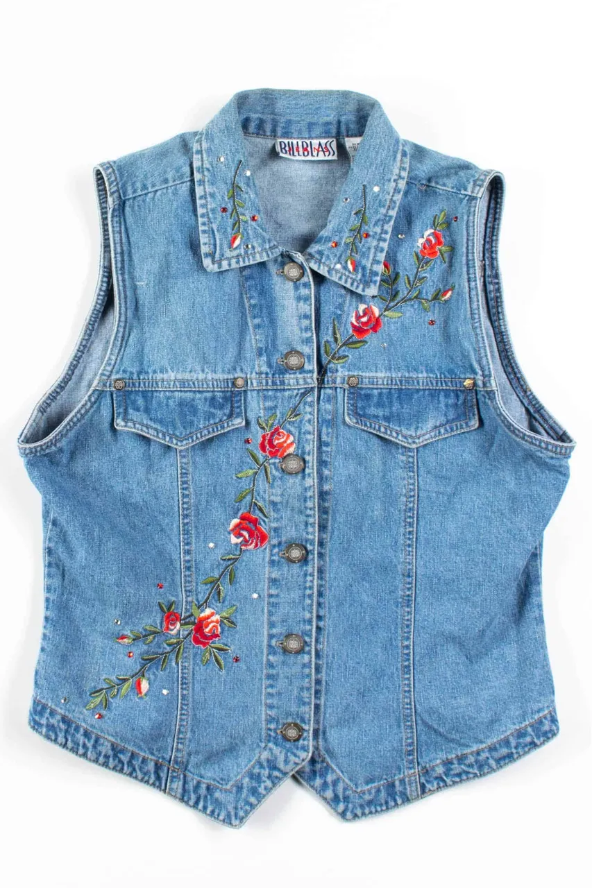 Rose Jewelled Denim Vest