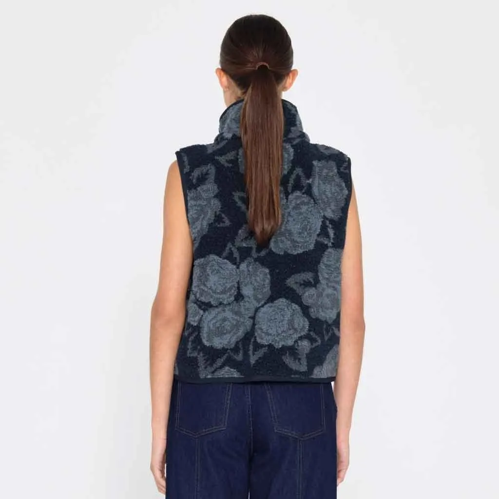 Roses Sherpa Vest - Blue