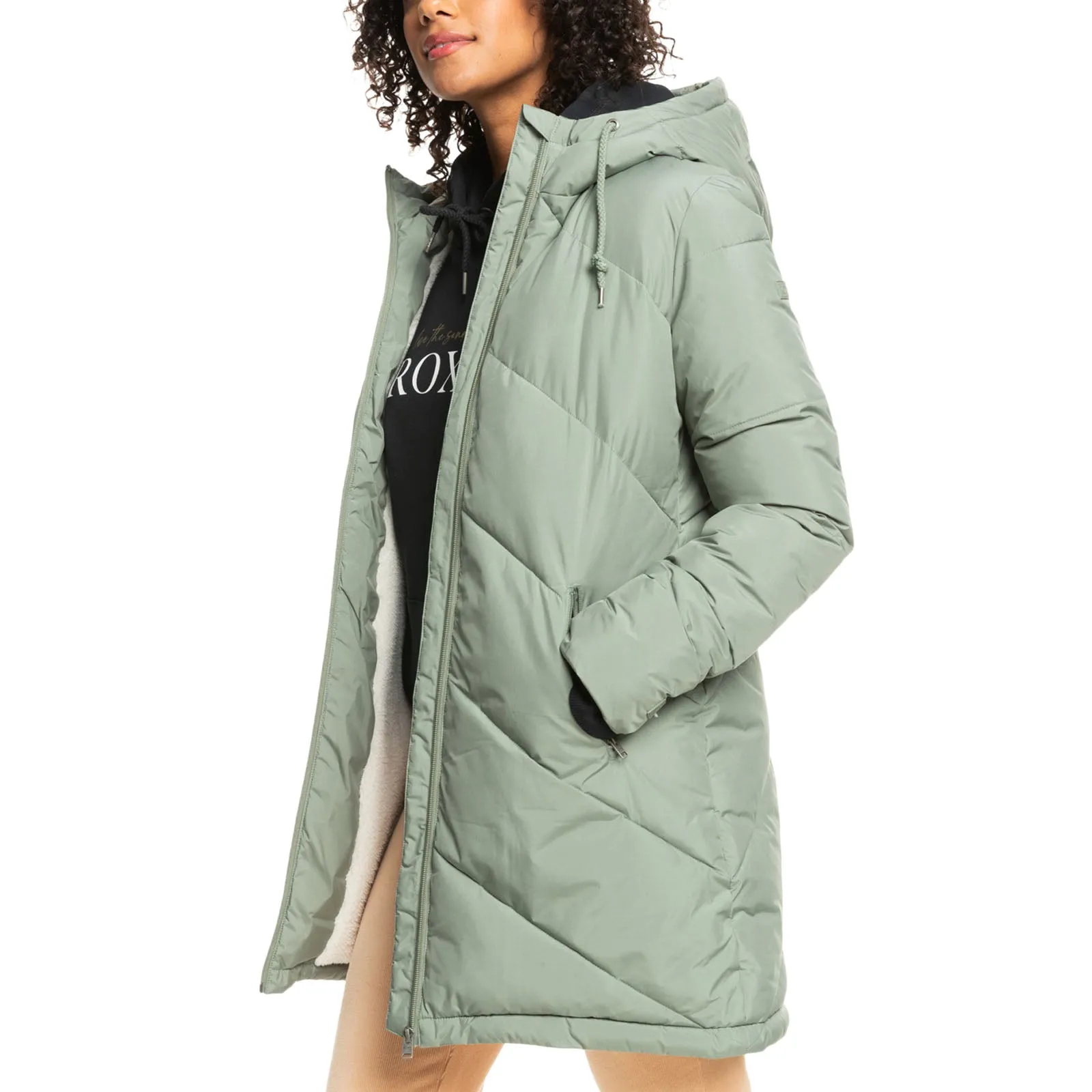 Roxy Womens Better Weather Hooded Longline Padded Jacket