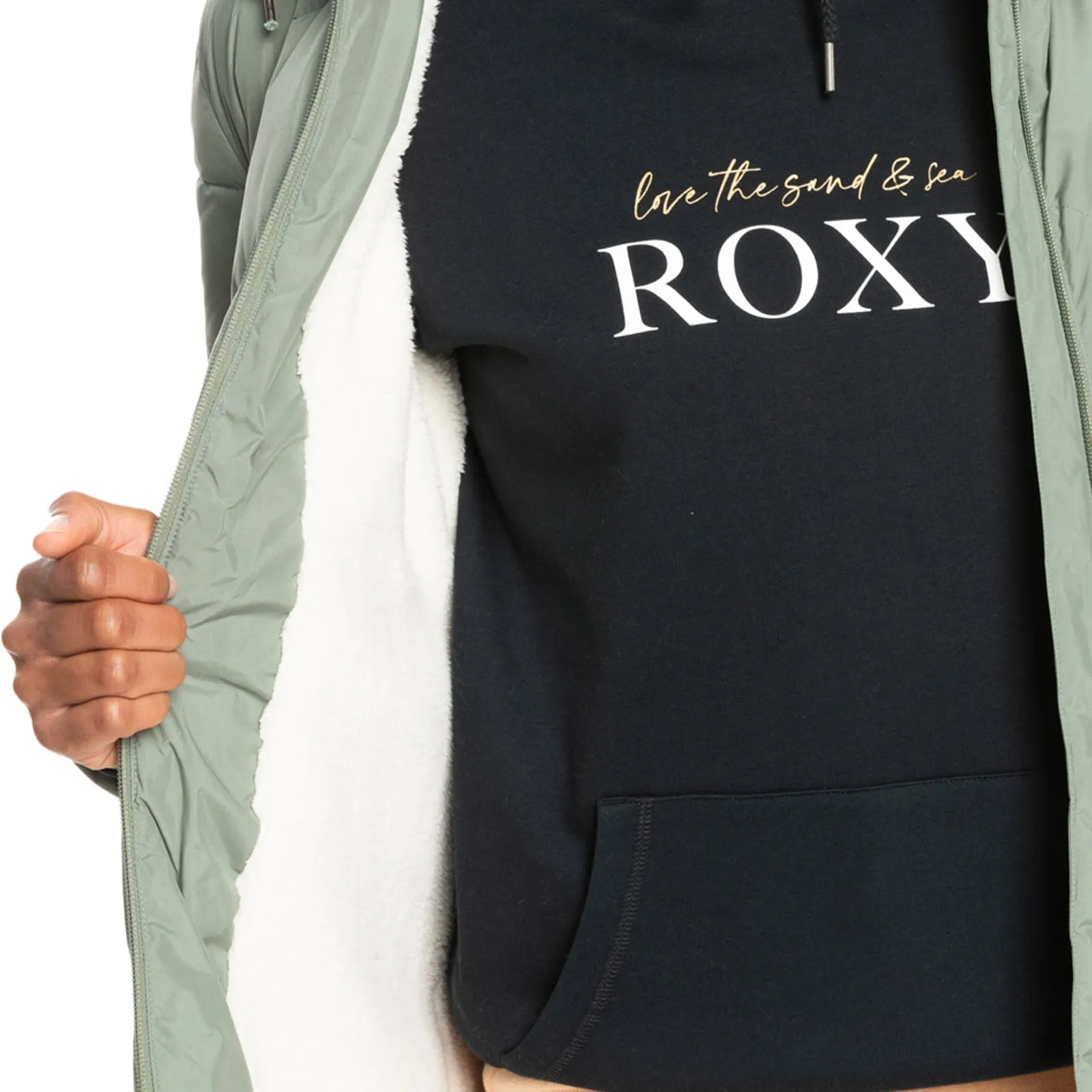 Roxy Womens Better Weather Hooded Longline Padded Jacket