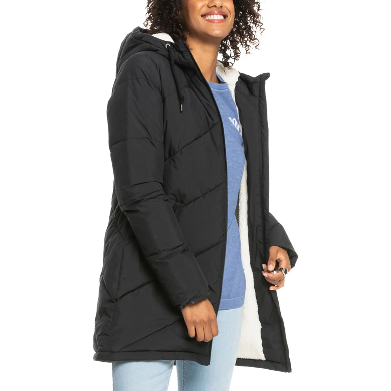 Roxy Womens Better Weather Hooded Longline Padded Jacket