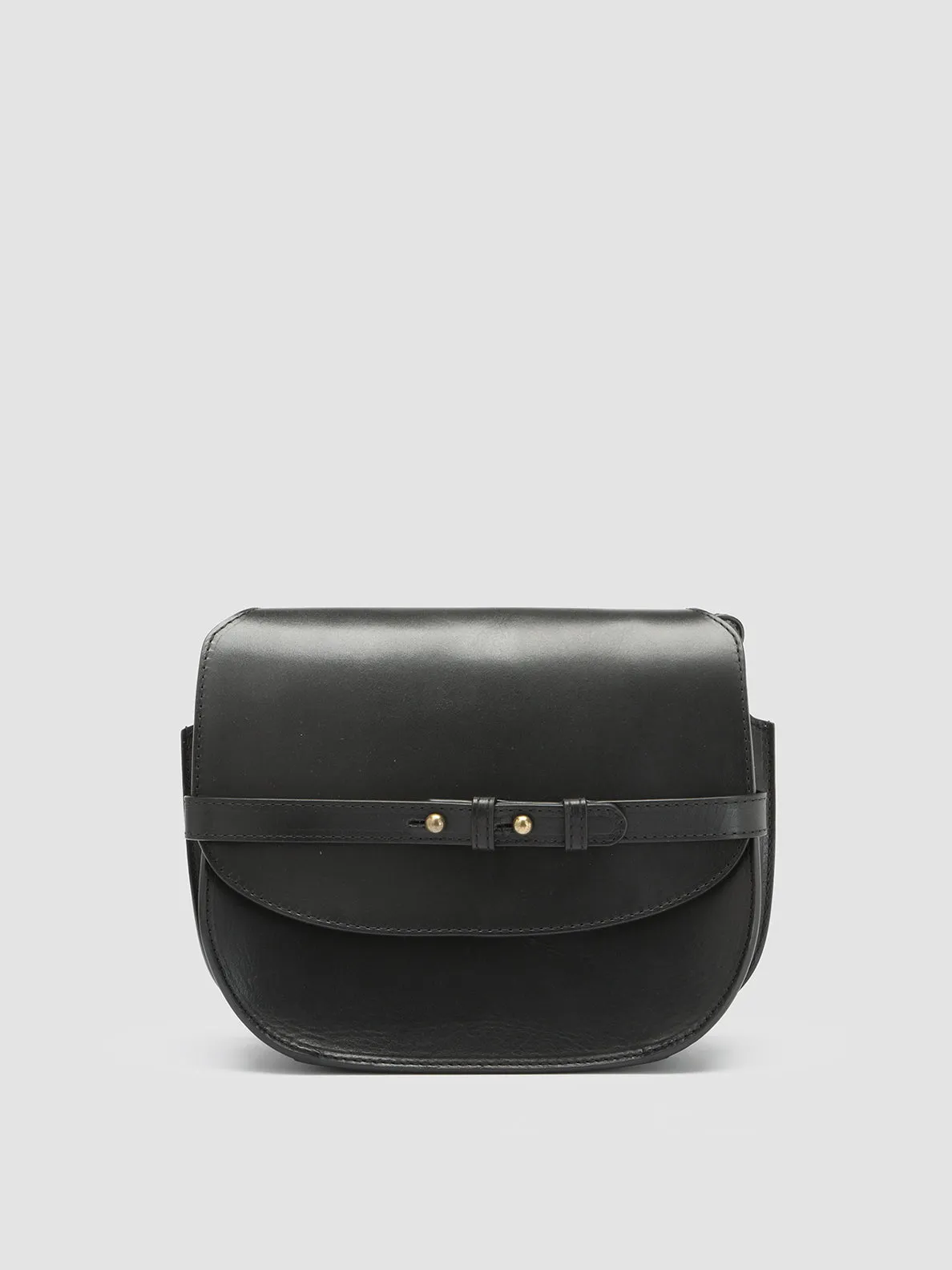 SADDLE 011 - Black Leather Crossbody Bag