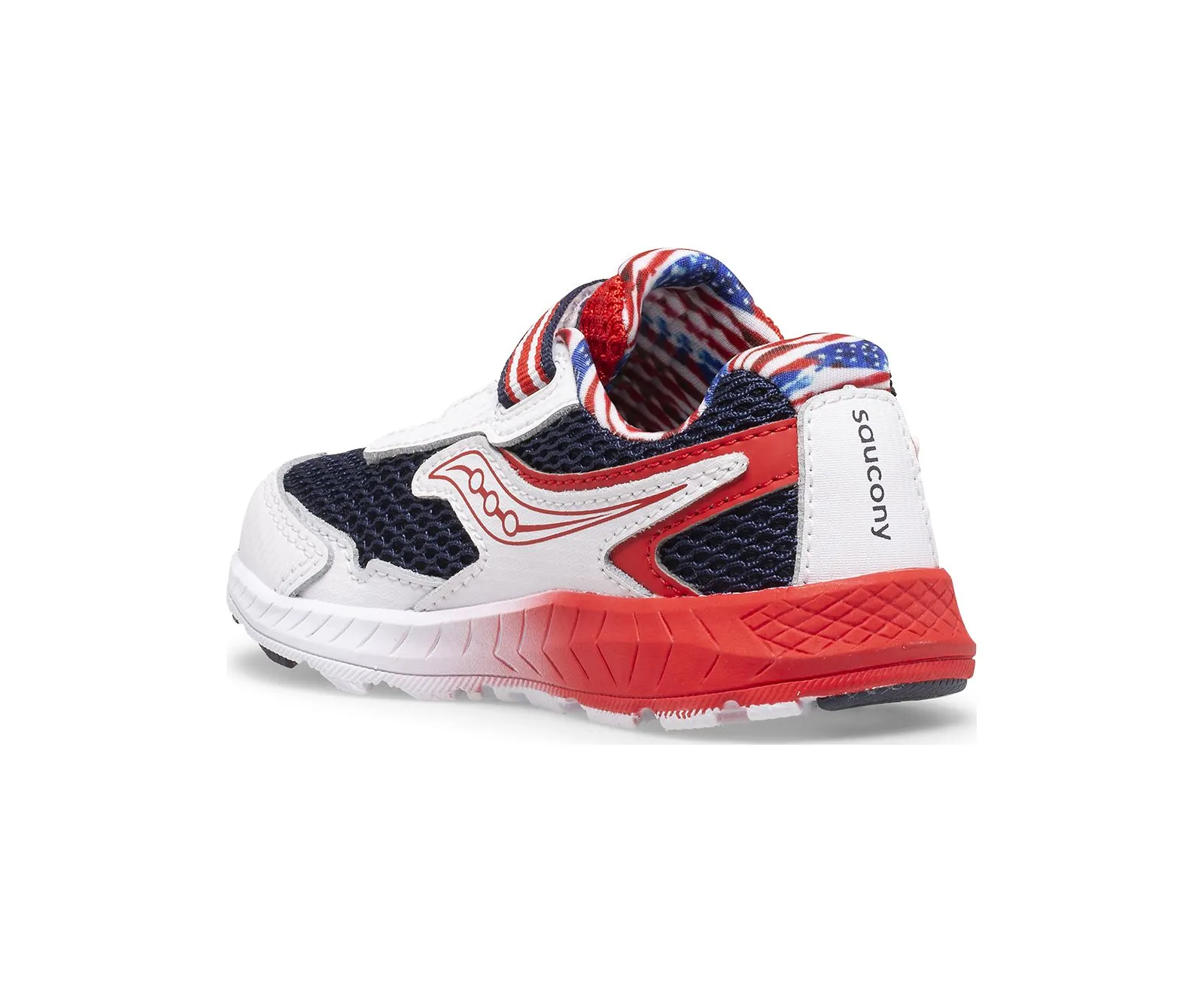 Saucony Little Kids Ride 10 Velcro Tennis Shoe- Red/White/Blue