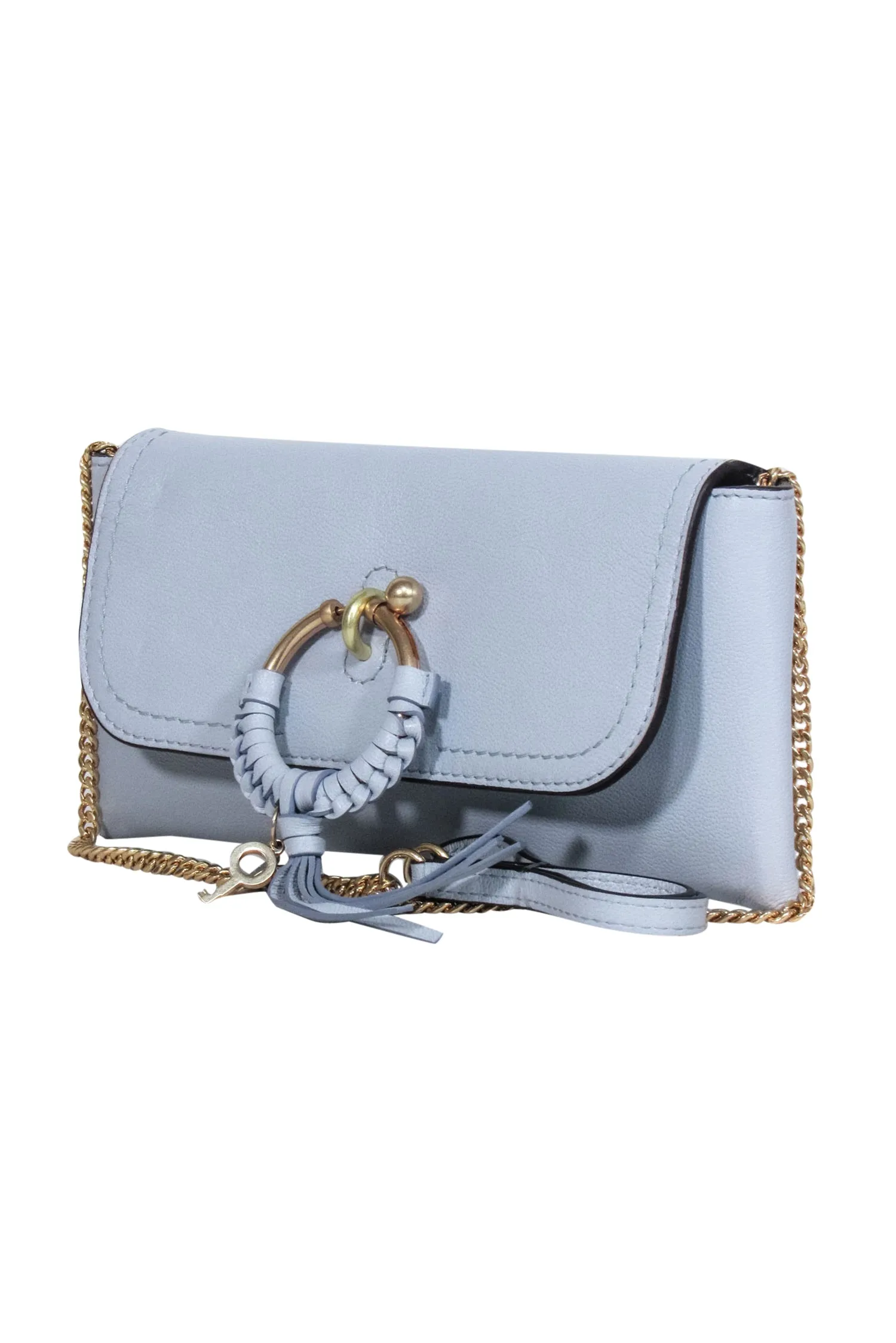 See by Chloe - Sky Blue Leather Fold-Over Crossbody Bag