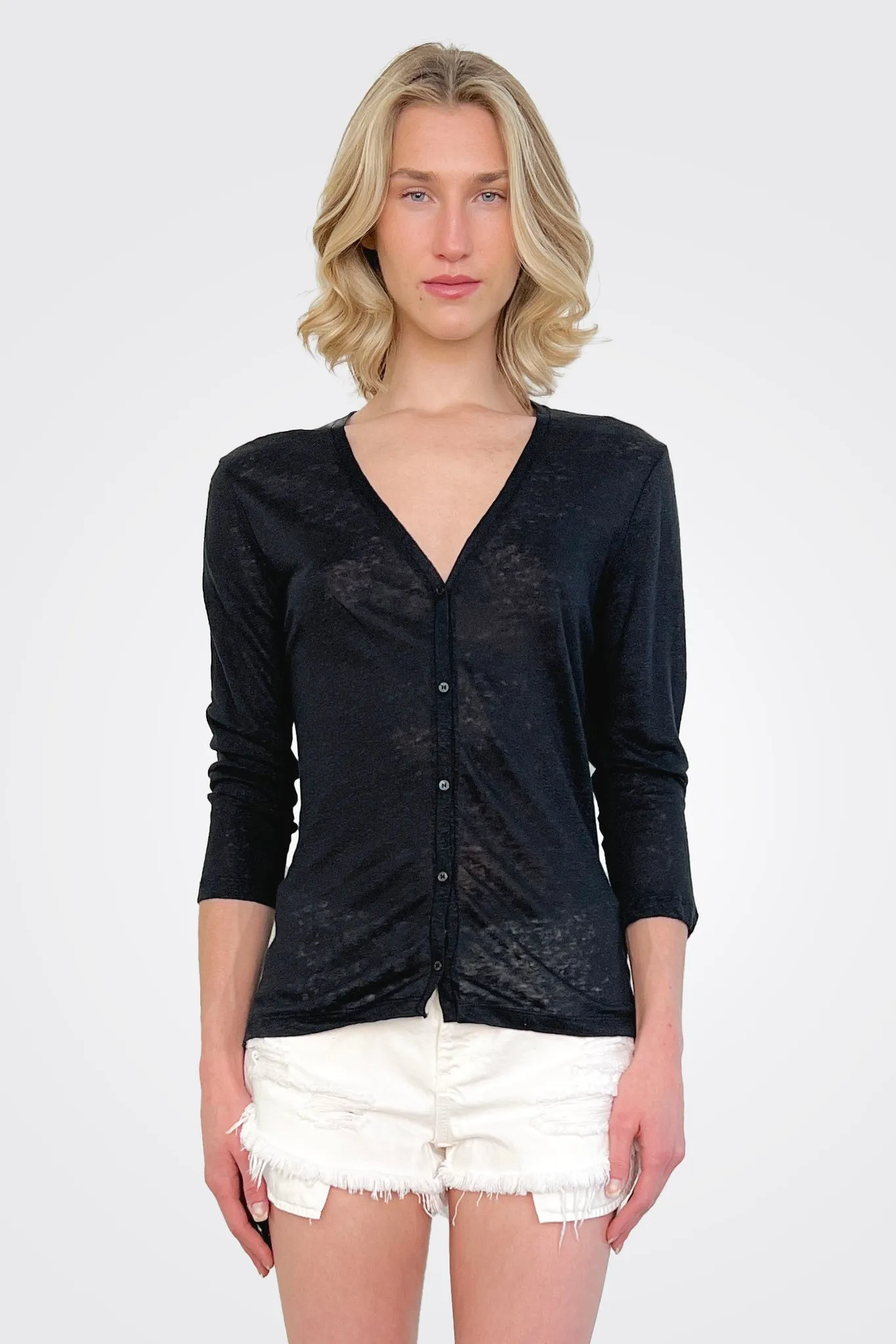 Semi Sheer Cardigan - Black