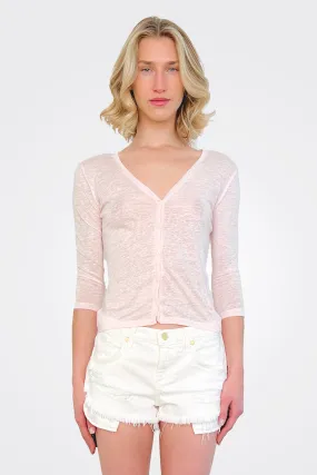 Semi Sheer Cardigan - Pink