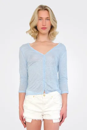 Semi Sheer Cardigan - Sky