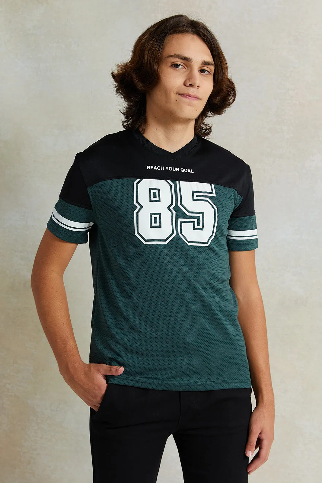 Senior Boys Green Baseball T-Shirt