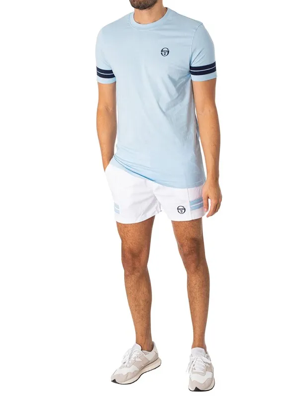 Sergio Tacchini Supermac Tennis Shorts - White/Clear Sky