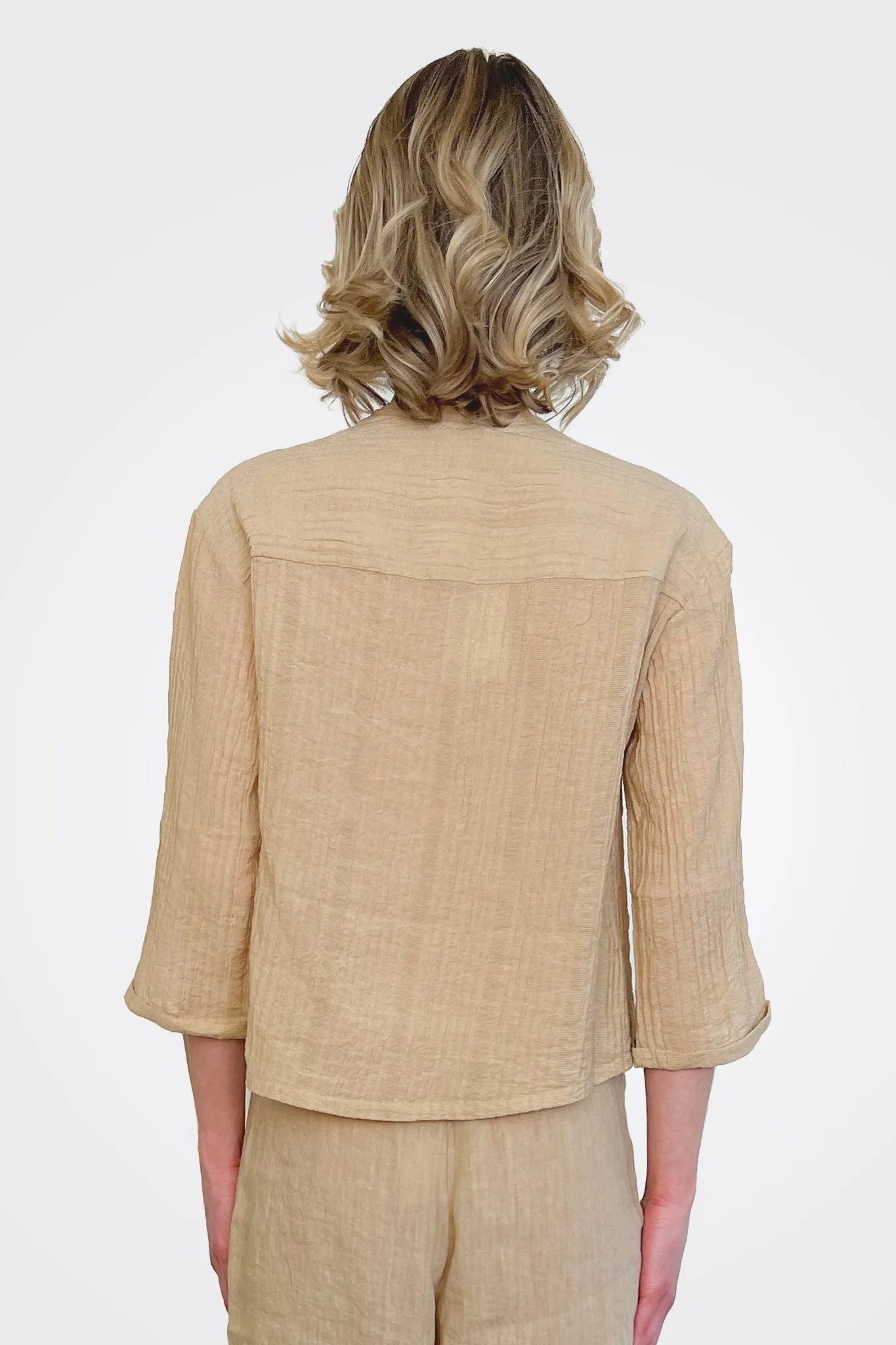 Short Button Cardigan - Tan