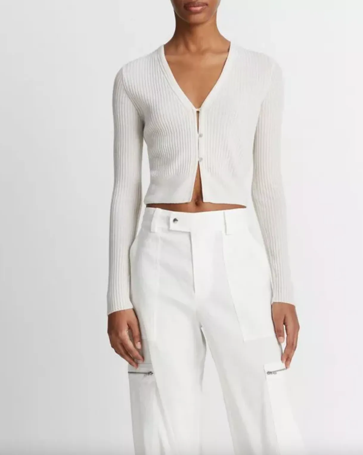 Shrunken Cashmere Silk Cardigan - Off White