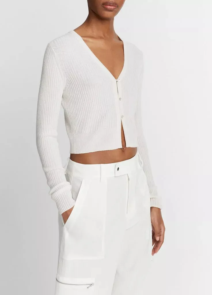 Shrunken Cashmere Silk Cardigan - Off White