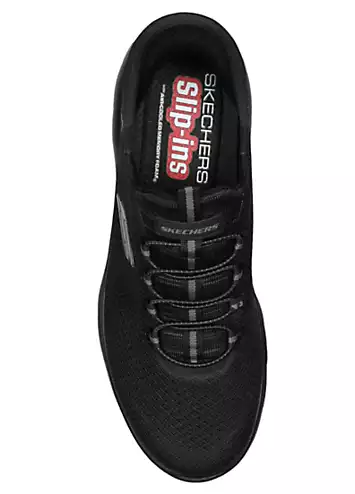 Skechers Mens Black Mesh Hands Free Slip-Ins Summits High Range Trainers | Grattan