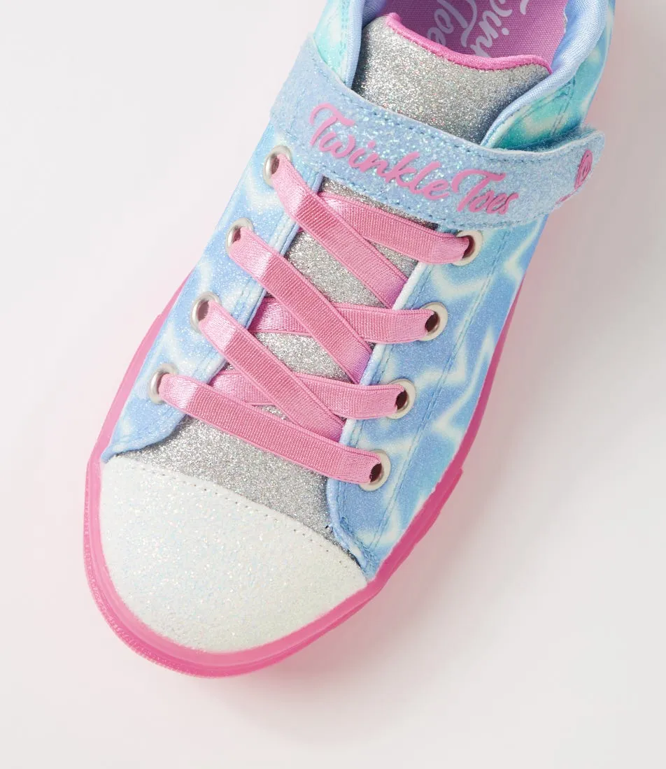 SKECHERS Twinkle Spark Light Blue Multi Fabric Sneakers