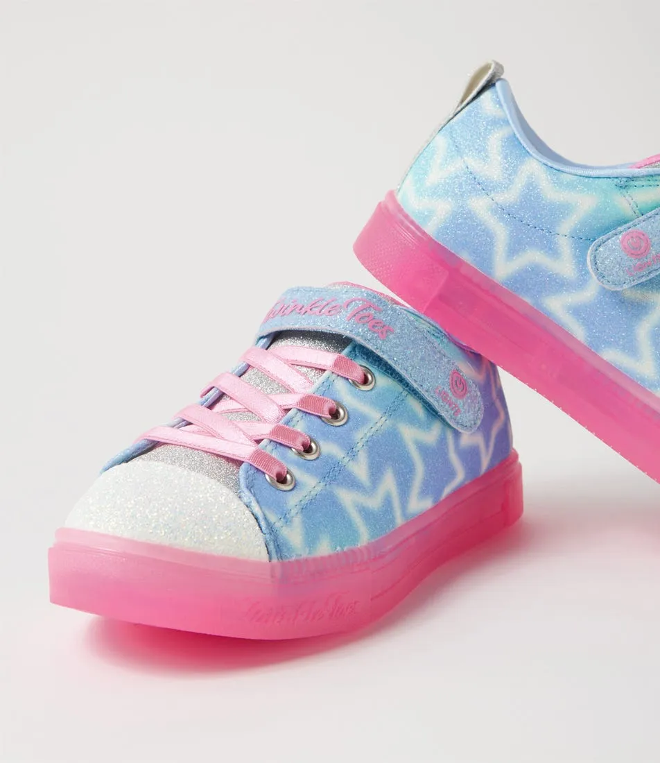 SKECHERS Twinkle Spark Light Blue Multi Fabric Sneakers